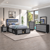 Emma Collection LED Storage Platform Complete Bedroom Set with USB-C Charging – Black/Grey or Natural/White