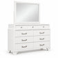 Jordyn White dresser and mirror on a clean white background