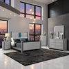 Logan Silver Glam Bedroom Set with Crushed Crystal Accents, Disco Lights & Bluetooth