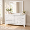 Luccia White dresser and mirror in a bedroom lifestyle setting