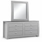 New York Dove Grey dresser and mirror on a clean white background