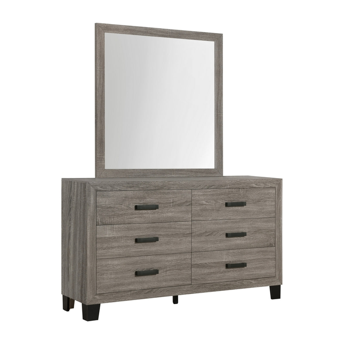 Olivia Taupe dresser and mirror on a clean white background