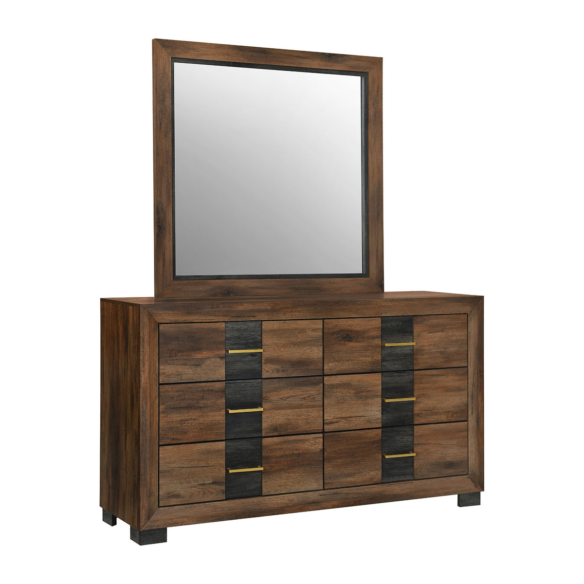 Optimus Grey dresser and mirror on a clean white background