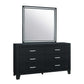 Reid Black dresser and mirror on a clean white background