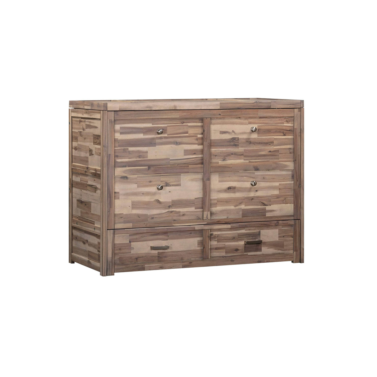 Stow Full Murphy cabinet bed — Beachwood finish, closed, white background