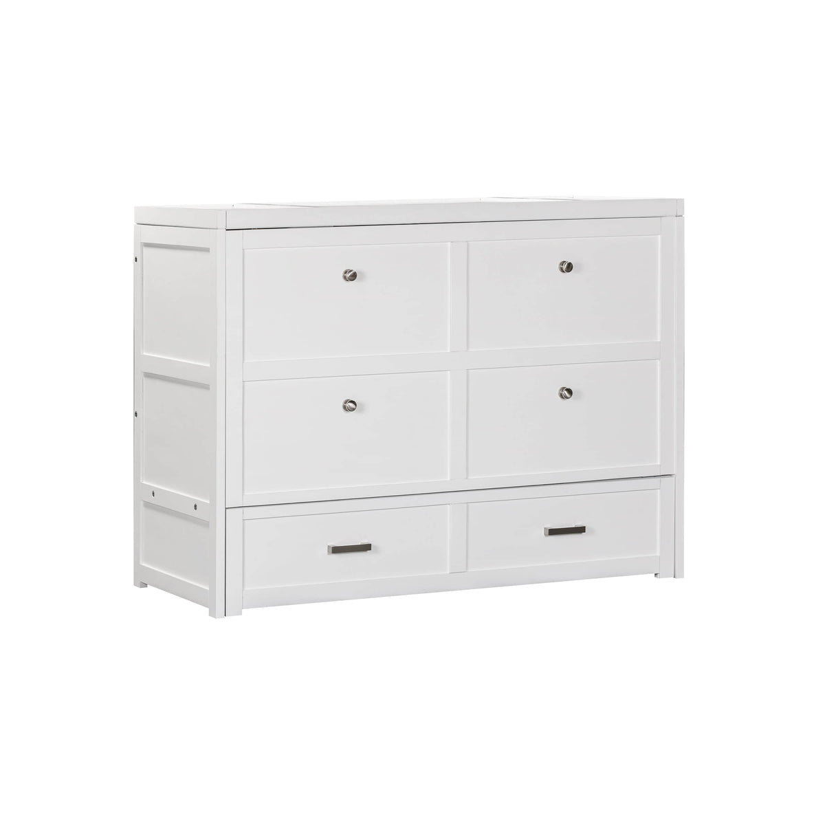 Stow Full Murphy cabinet bed — White finish, closed, white background