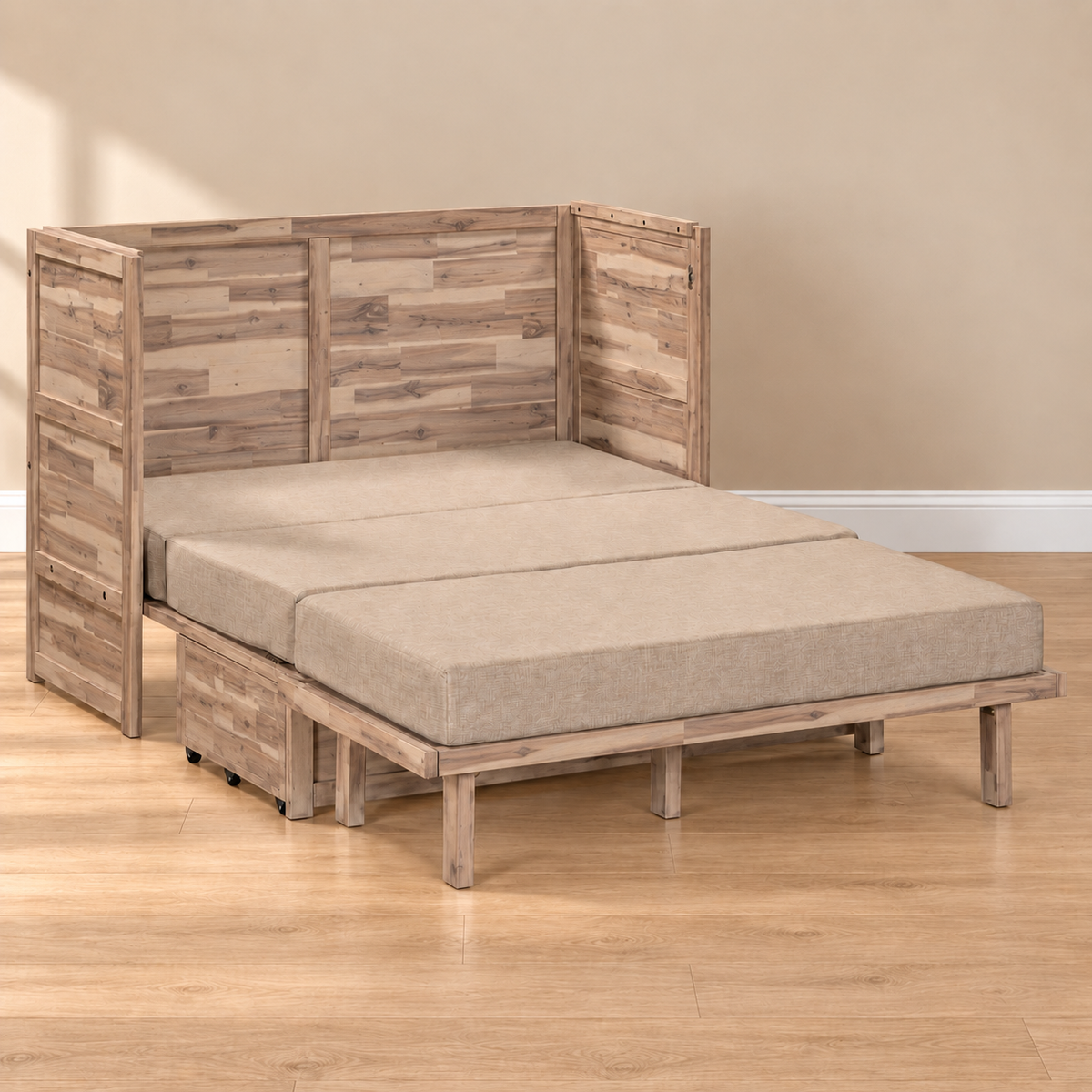Stow Full Murphy Cabinet Bed with Gel Memory Foam Mattress