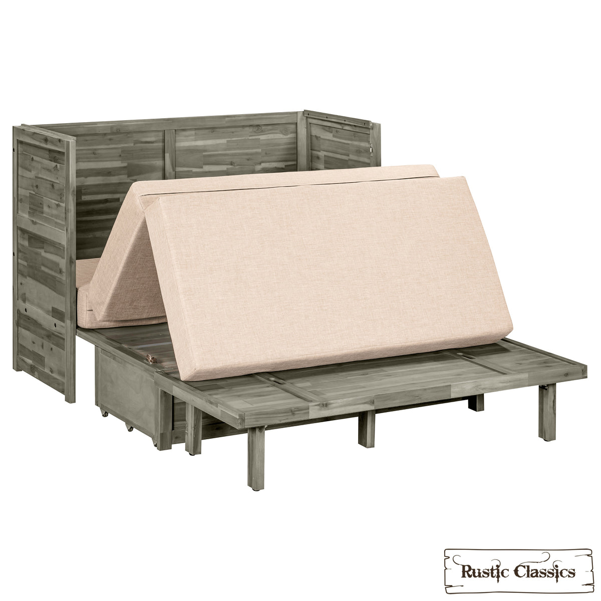 Stow Full Murphy Cabinet Bed with Gel Memory Foam Mattress