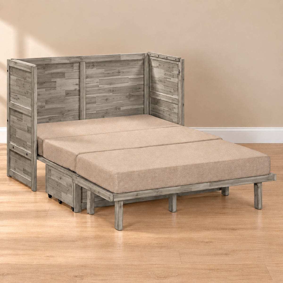 Stow Full Murphy Cabinet Bed with Gel Memory Foam Mattress