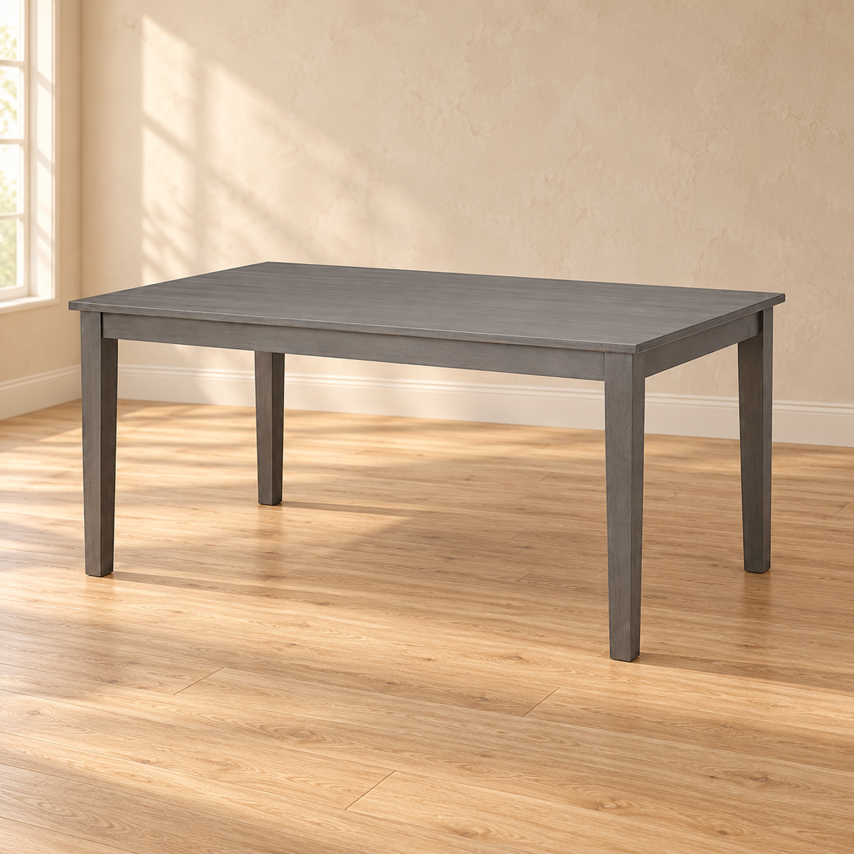 63-Inch Antique Grey Wood Dining Table — table-only lifestyle view